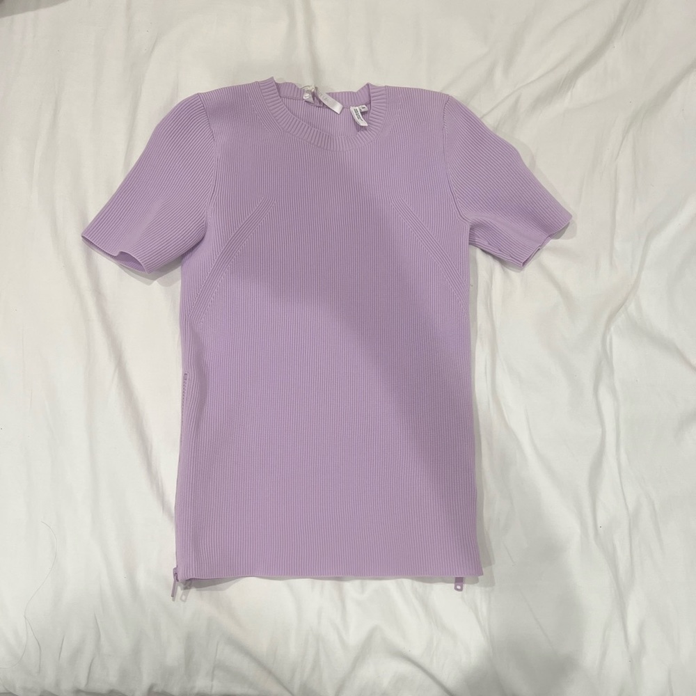 Helmut Lang Lavender angel side zip rubbed tee